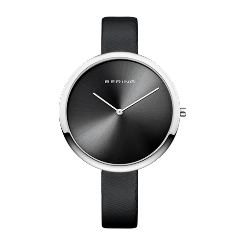 Bering 12240-602 watch for women with a black dial and leather strap.
