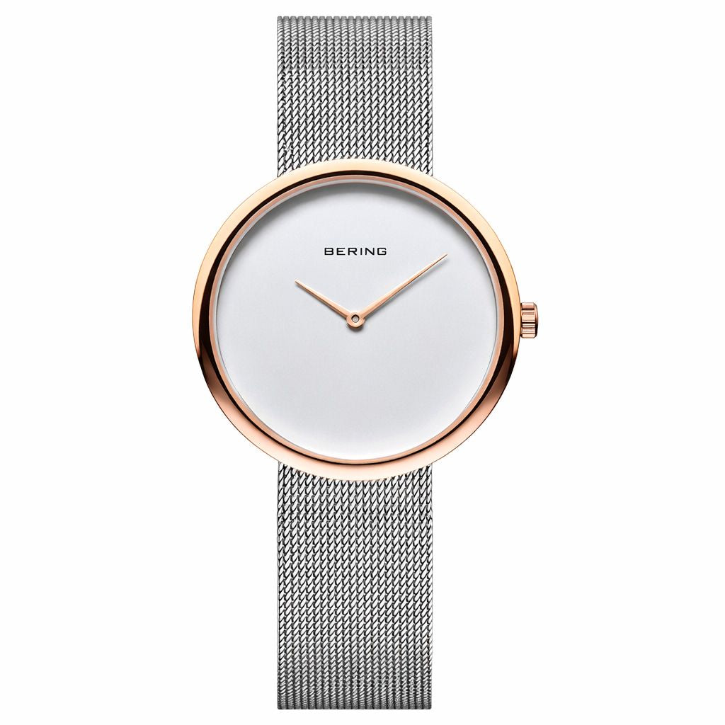 Bering 14333-064 watch for women with a white dial and stainless steel strap.