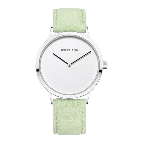 Bering 14937-304 watch for women with a grey dial and leather strap.