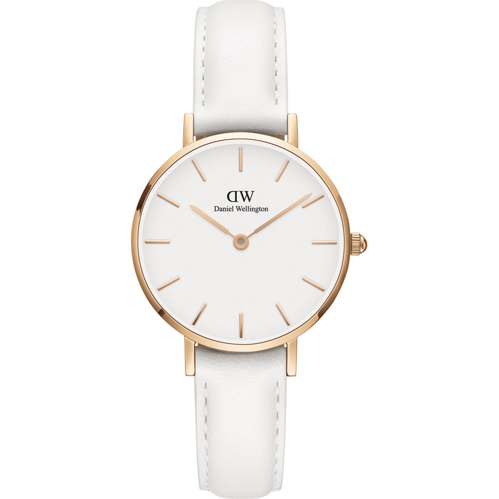 Daniel Wellington DW00100249 watch for women with a white dial and fur strap.