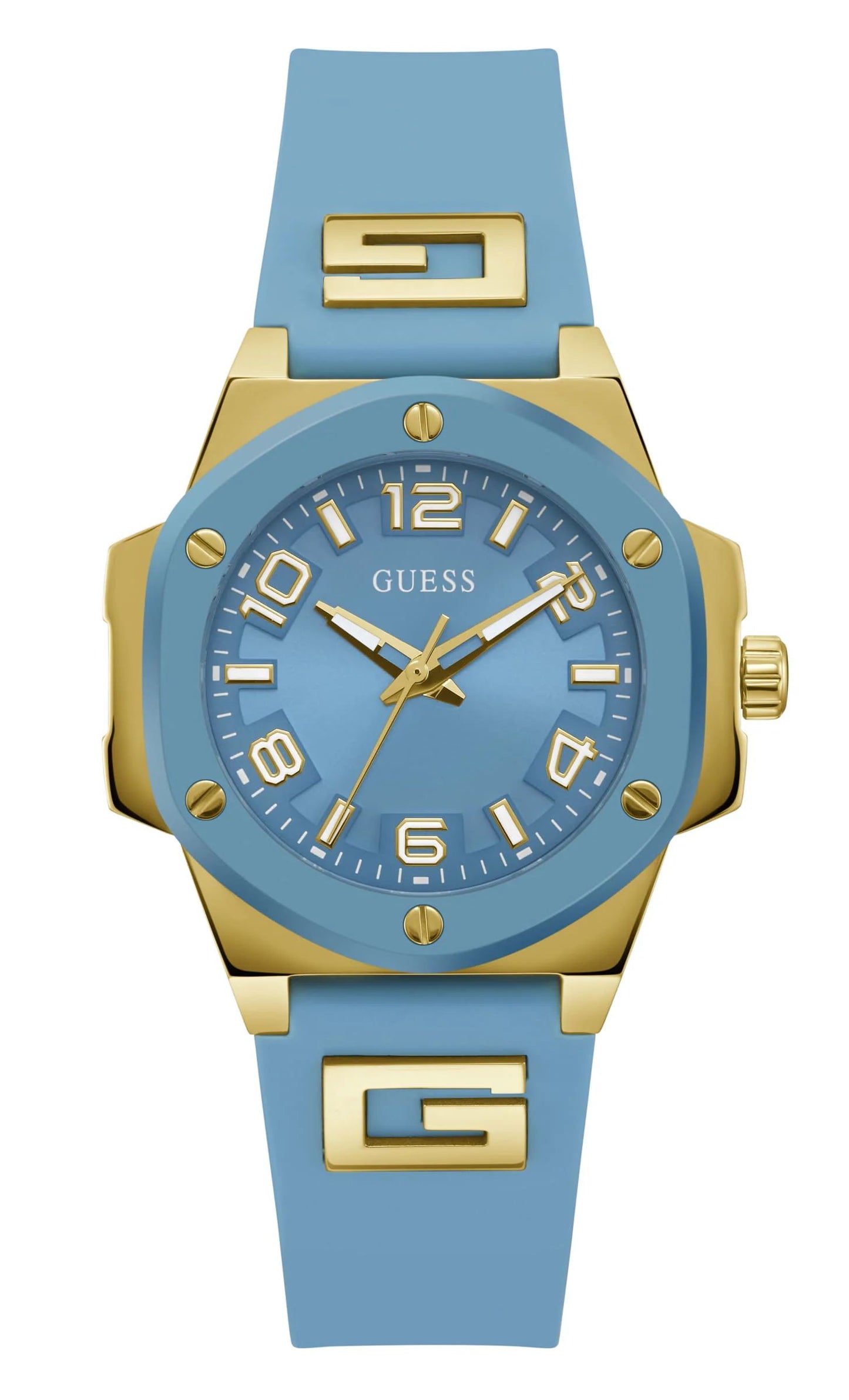 Guess GW0555L3 watch for women with a blue dial and silicone strap.