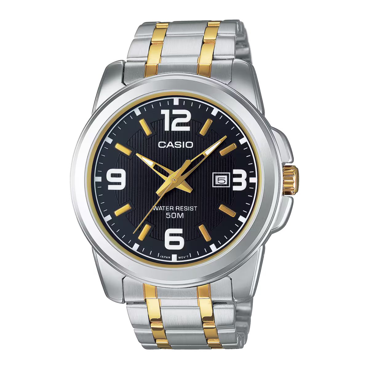 Casio MTP-1314SG-1A watch for man with a black dial and stainless steel strap.