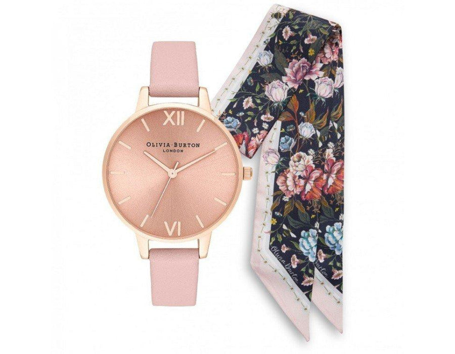 Olivia Burton OB16GSET23 watch for women with a pink dial and stainless steel strap.