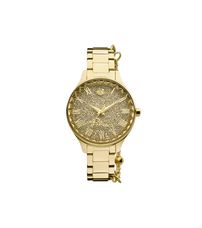 Police PEWLG2109802 watch for women with a golden dial and stainless steel strap.