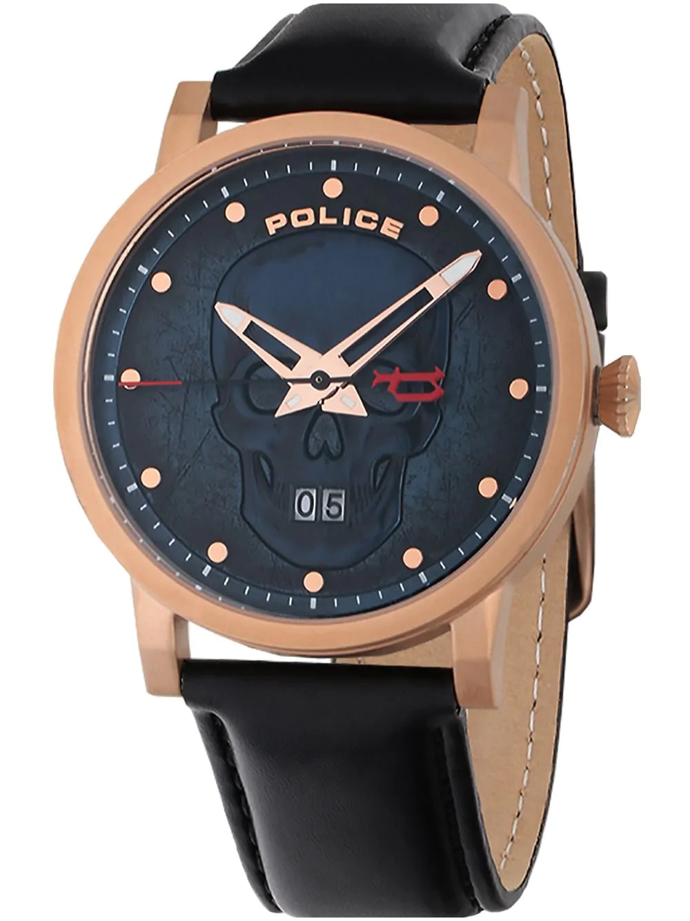 Police PL15404JSR.03 watch for man with a blue dial and leather strap.