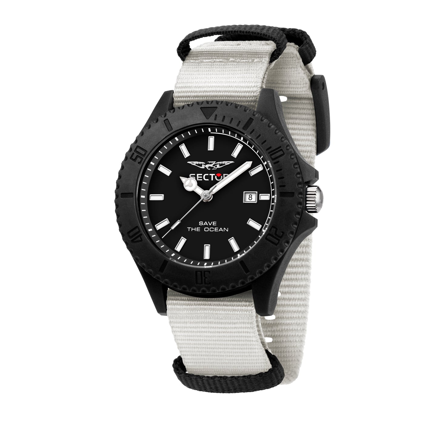 Sector R3251539003 watch for man with a black dial and recycle pet strap.