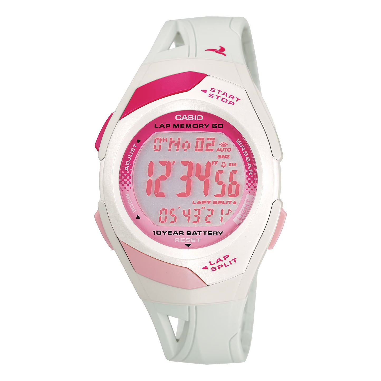 Casio STR-300-7EG watch for women with a pink dial and resin strap.