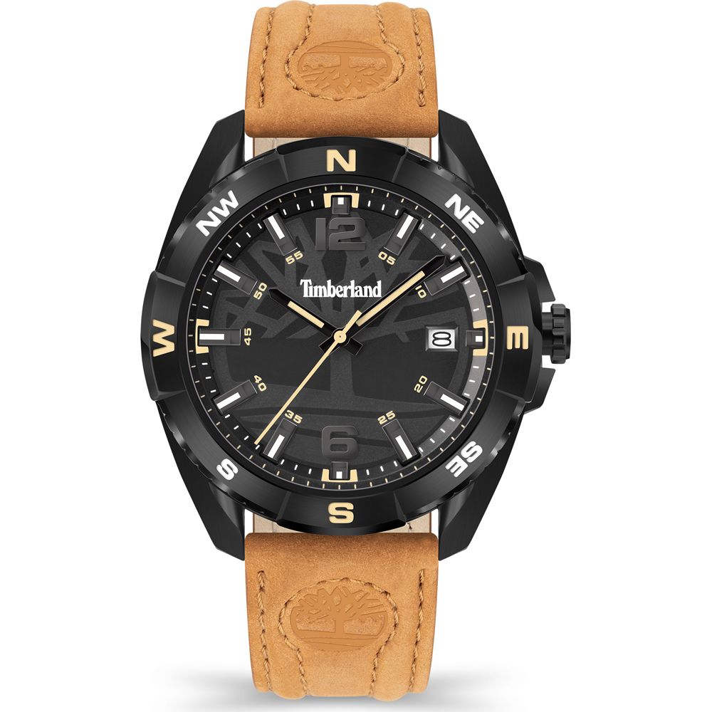 Timberland TDWGB2202101 watch for man with a black dial and leather strap.