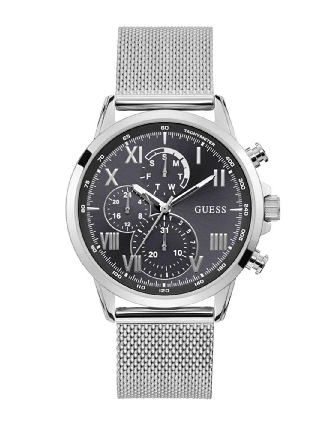 Guess W1310G1 watch for man with a grey dial and stainless steel strap.