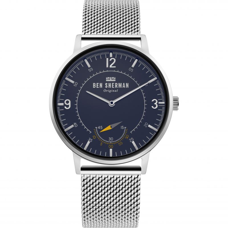 Ben Sherman WB034USM watch for man with a blue dial and steel strap.