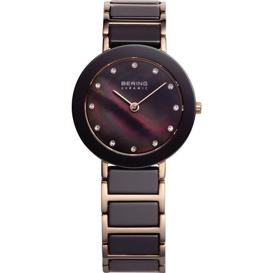 Bering 11429-765 watch for women with a brown dial and ceramics strap.