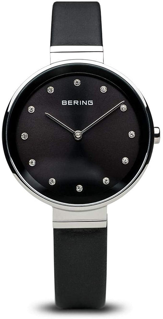 Bering 12034-602 watch for women with a black dial and steel strap.