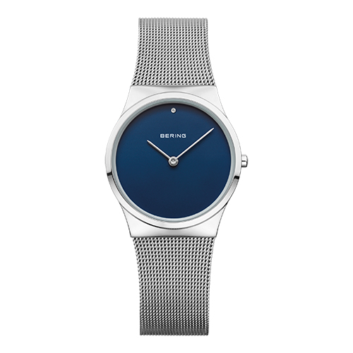 Bering 12130-007 watch for women with a blue dial and stainless steel strap.
