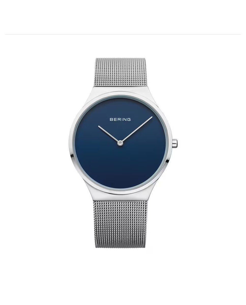 Bering 12138-007 watch for women with a blue dial and steel strap.