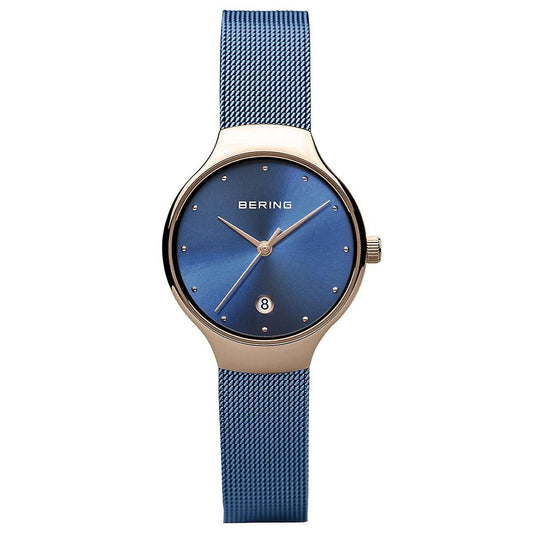 Bering 13326-368 watch for women with a blue dial and stainless steel strap.