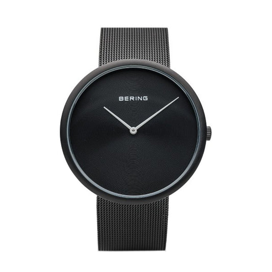 Bering 14339-222 watch for man with a black dial and stainless steel strap.
