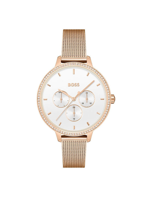 Boss 1502663 watch for women with a white dial and stainless steel strap.
