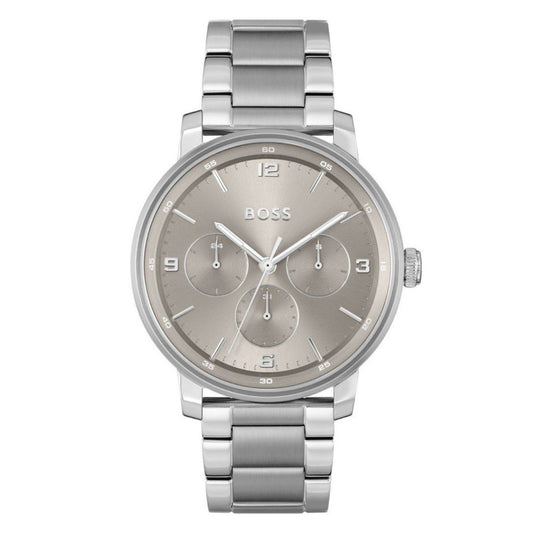 Boss 1514127 watch for man with a grey dial and stainless steel strap.