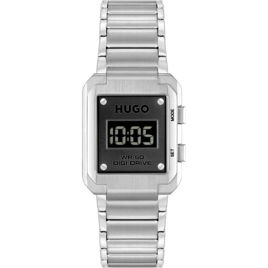 Hugo 1530356 watch for unisex with a black dial and stainless steel strap.