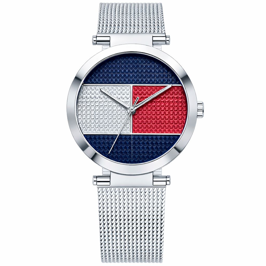 Tommy Hilfiger 1781866 watch for women with a multicolored dial and stainless steel strap.