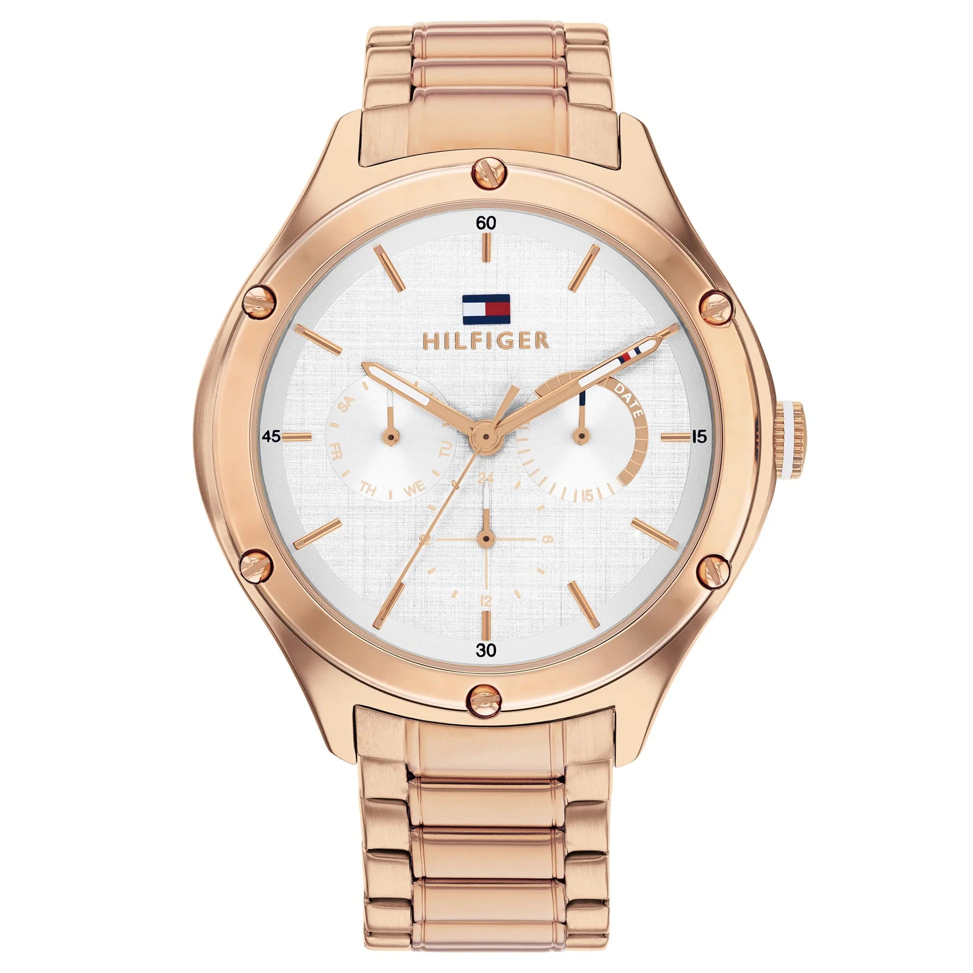 Tommy Hilfiger 1782682 watch for women with a white dial and stainless steel strap.