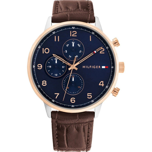 Tommy Hilfiger 1791987 watch for man with a blue dial and leather strap.