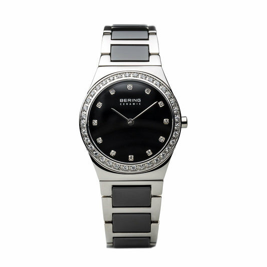 Bering 32430-742 watch for women with a black dial and ceramics strap.