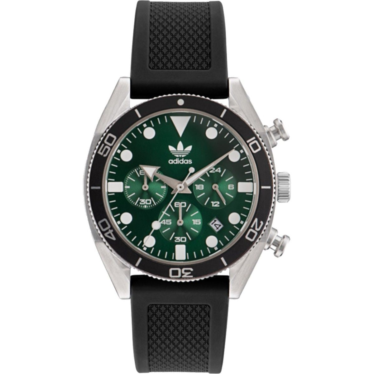 Adidas AOFH23005 watch for man with a green dial and silicone strap.
