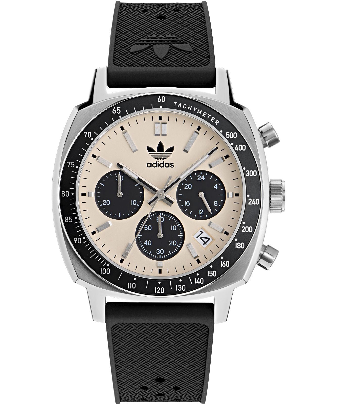 Adidas AOFH23503 watch for unisex with a beige dial and silicone strap.