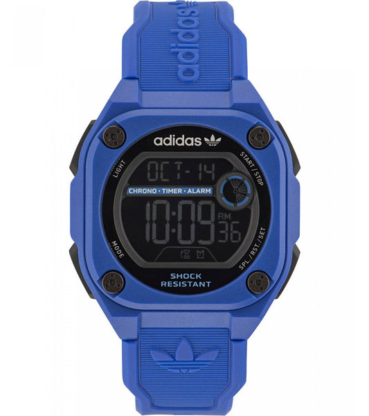 Adidas AOST23061 watch for unisex with a black dial and silicone strap.