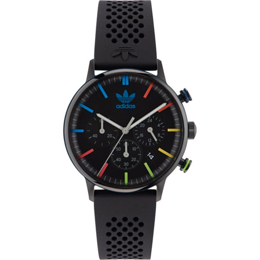 Adidas AOSY23021 watch for unisex with a black dial and silicone strap.