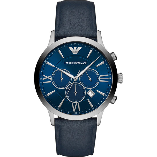 Armani AR11226 watch for man with a blue dial and leather strap.
