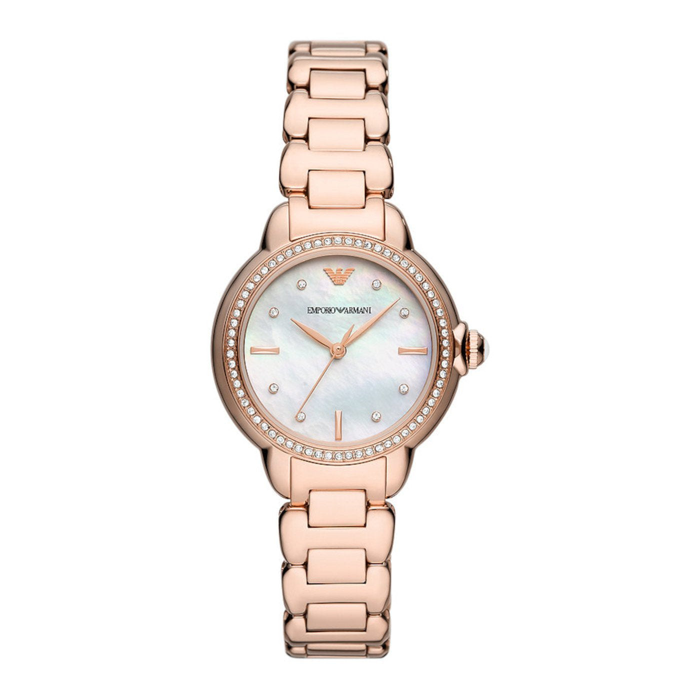Armani AR11523 watch for women with a multicolored dial and stainless steel strap.