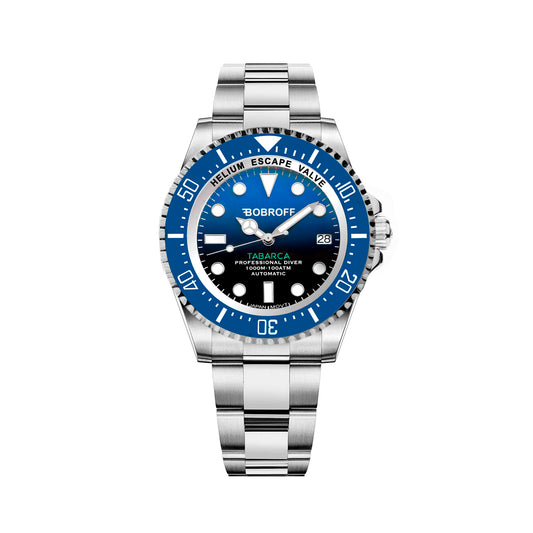 Bobroff BF0003J1ba watch for man with a blue dial and stainless steel strap.