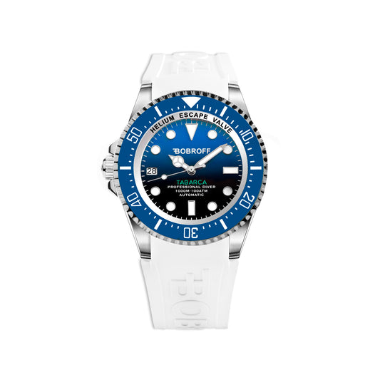 Bobroff BF0003iba-BFSTB watch for man with a blue dial and rubber strap.
