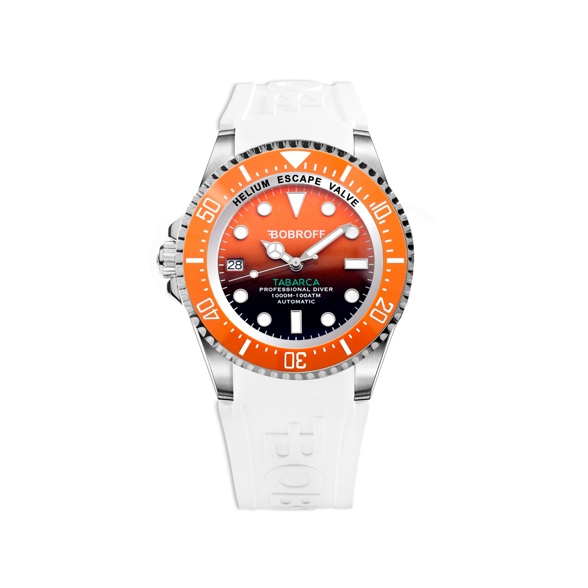 Bobroff BF0004ibn-BFSTB watch for man with a orange dial and rubber strap.
