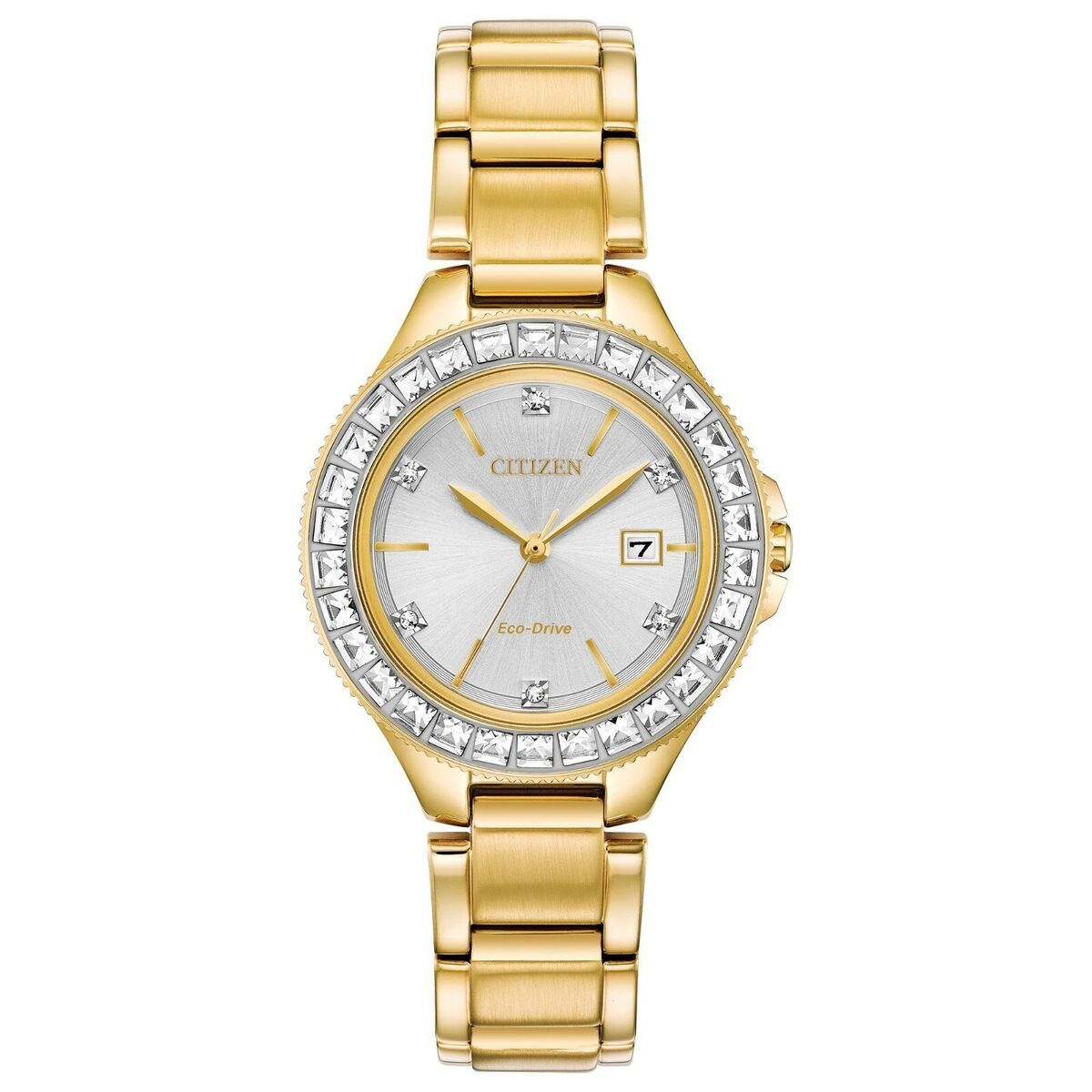 Citizen FE1192-58A watch for women with a white dial and stainless steel strap.