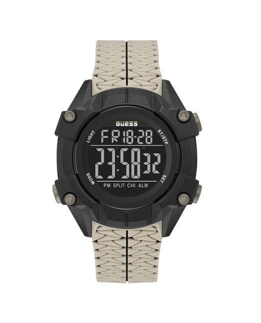 Guess GW0342G2 watch for man with a black dial and silicone strap.