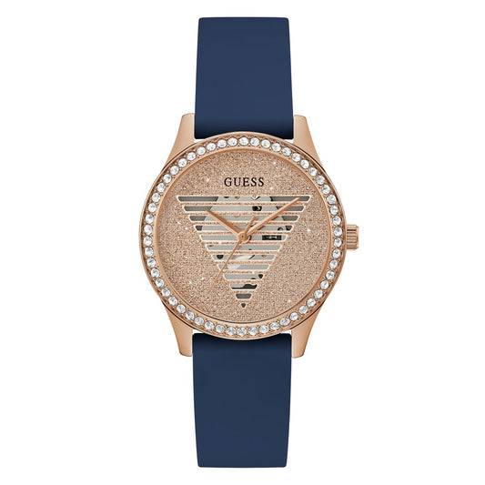 Guess GW0530L3 watch for women with a pink dial and silicone strap.