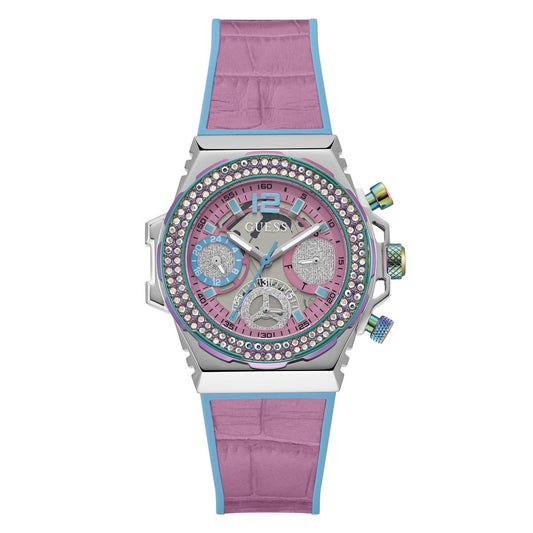 Guess GW0553L5 watch for women with a pink dial and silicone strap.