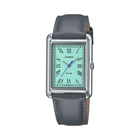 Casio LTP-B165L-2BVEF watch for women with a green dial and leather strap.
