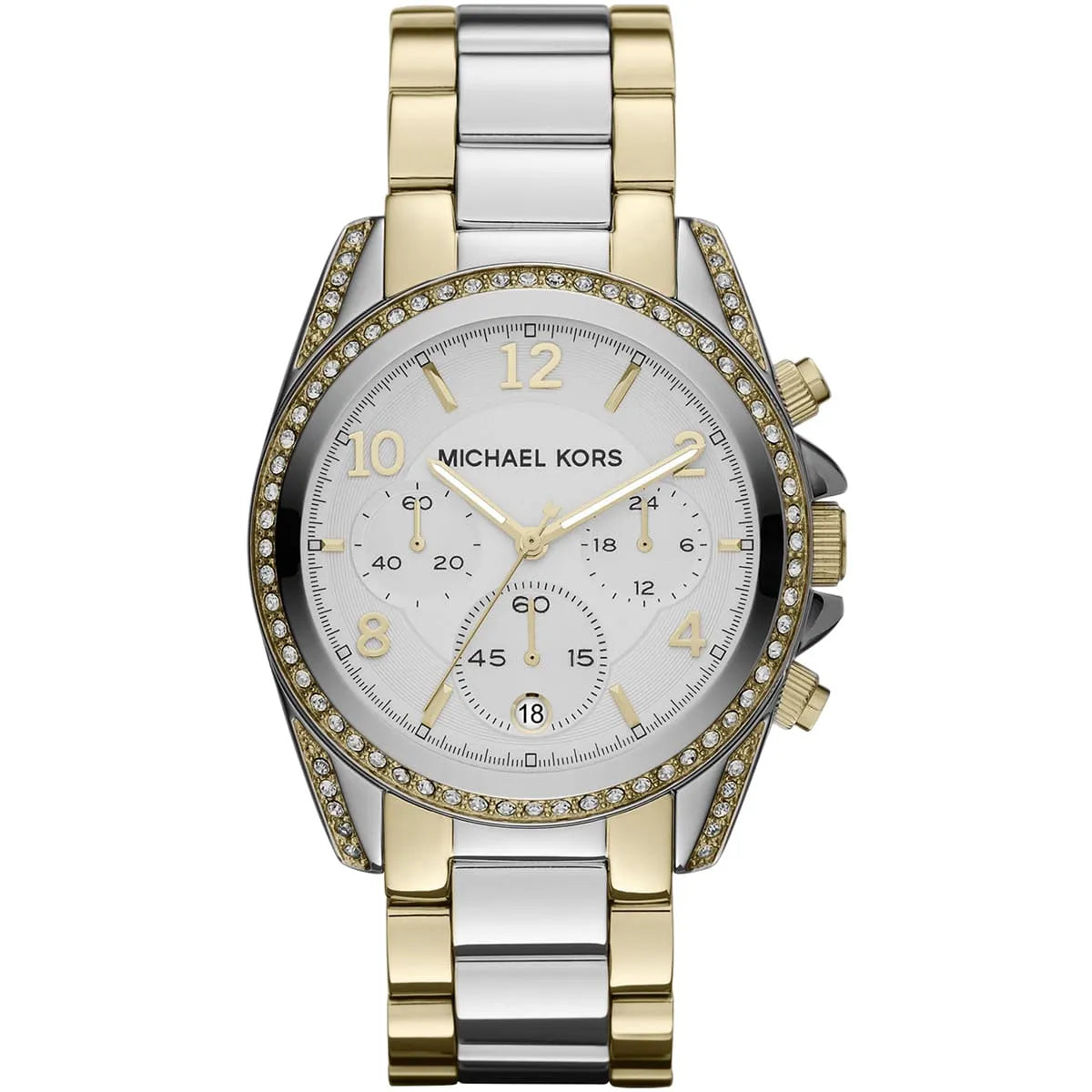 Michael Kors MK5685 watch for women with a white dial and stainless steel strap.