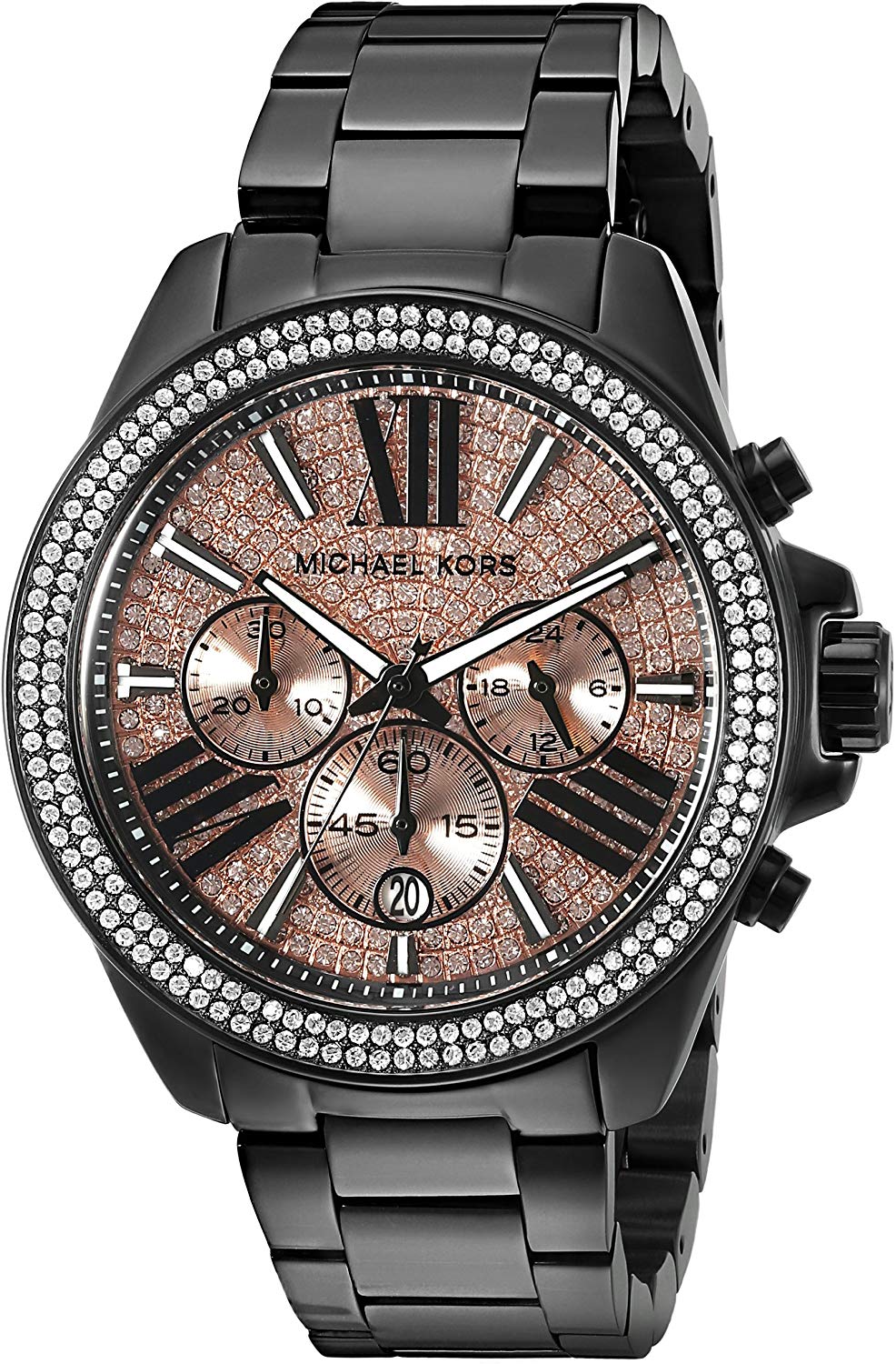 Michael Kors MK5879 watch for women with a golden dial and steel strap.