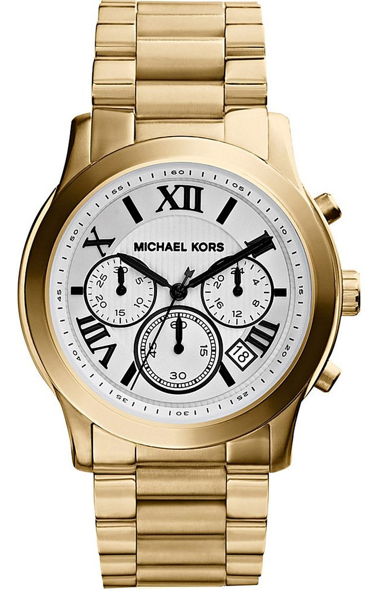 Michael Kors MK5916 watch for women with a white dial and stainless steel strap.