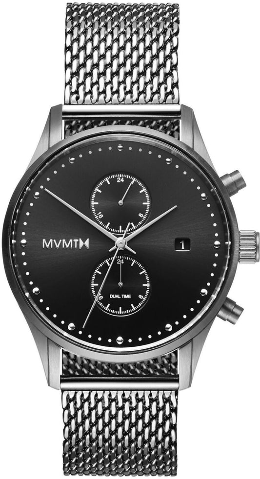 Mvmt MV01-S2 watch for man with a black dial and steel strap.