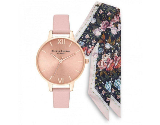 Olivia Burton OB16GSET23 watch for women with a pink dial and stainless steel strap.