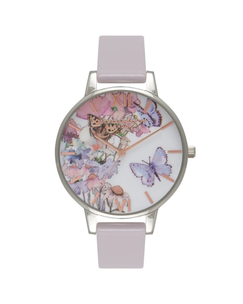 Olivia Burton OB16PP15 watch for women with a multicolored dial and leather strap.