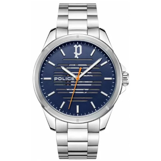 Police PEWJG2204506 watch for man with a blue dial and stainless steel strap.