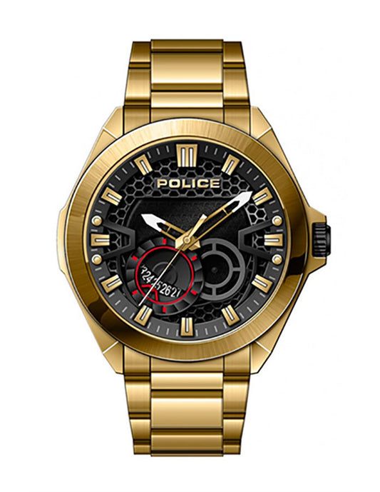 Police PEWJH2110302 watch for man with a black dial and stainless steel strap.