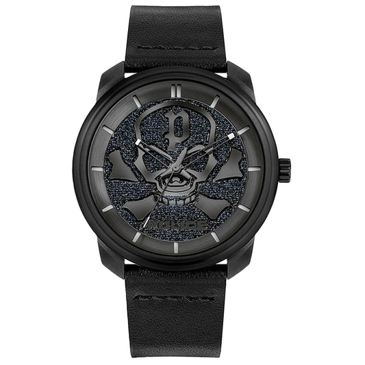 Police PL.15714JSB-02A watch for man with a black dial and leather strap.